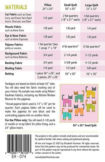 Cats in Pajamas Quilt Pattern - Elizabeth Hartman - EH 074