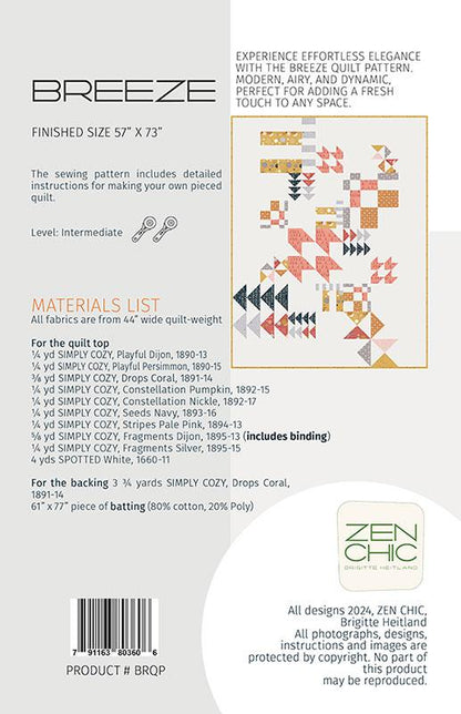 Breeze Quilt Pattern - Zen Chic - Brigitte Heitland - Moda - ZC BRQP