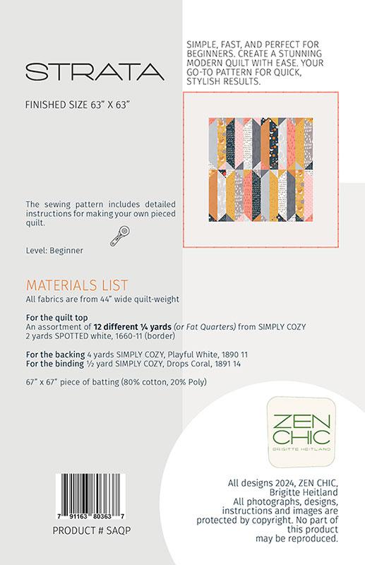 Strata Quilt Pattern - Zen Chic - Brigitte Heitland - Moda - ZC SAQP
