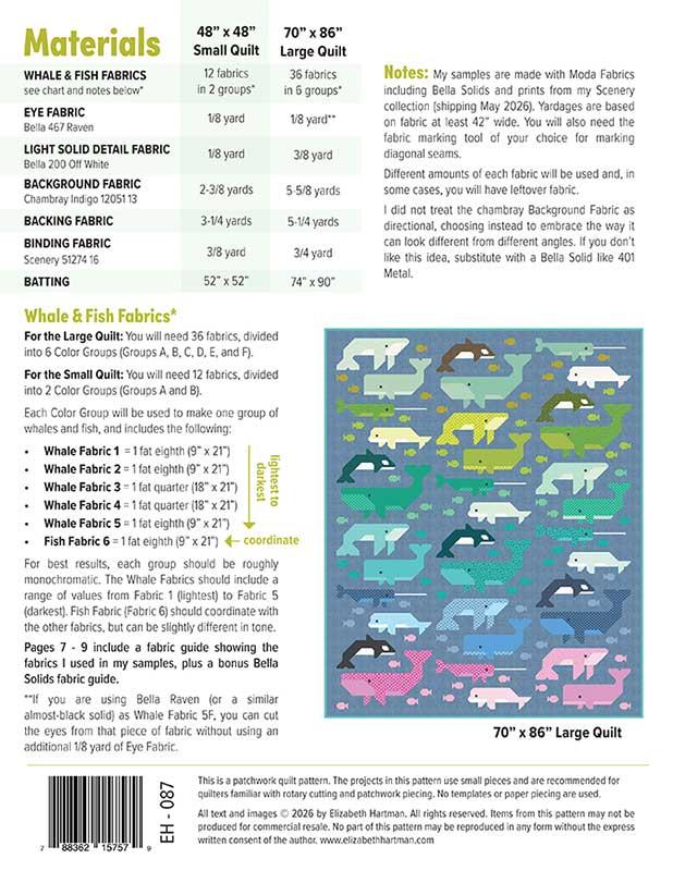Whale Watching Quilt Pattern - Elizabeth Hartman - EH 087
