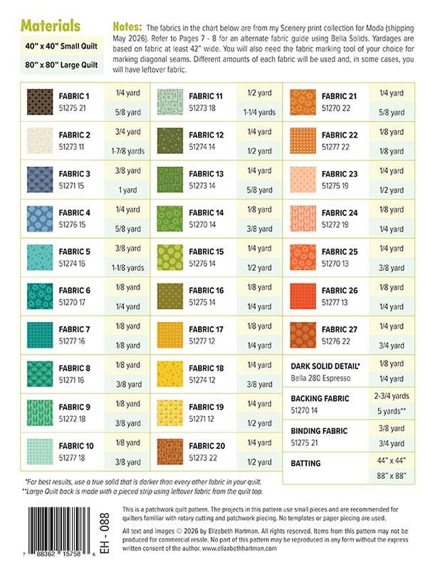 Outdoors Quilt Pattern - Elizabeth Hartman - EH 088
