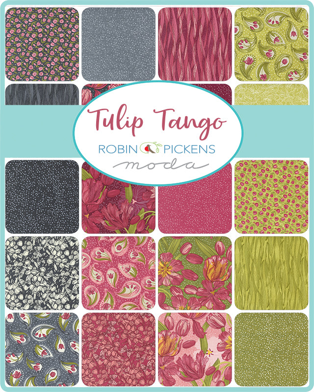 1/2 Yard - Tulip Tango - Graphite - Robin Pickens - Moda - Fabric Yardage - 48711 13