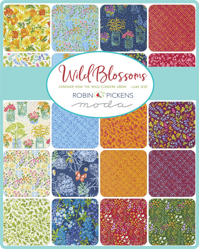 Wild Blossoms - Robin Pickens - Moda - 42 Pieces - Charm Pack - 48730PP