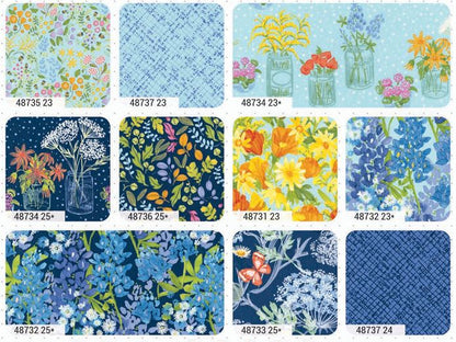 Wild Blossoms - Robin Pickens - Moda - 42 Pieces - Charm Pack - 48730PP