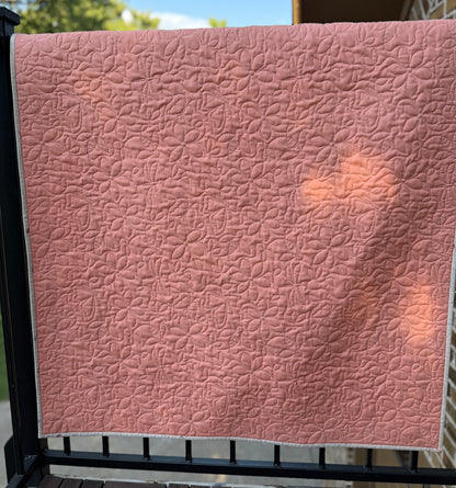 Peach Blossom Wholecloth Baby Quilt - Heirloom Handmade