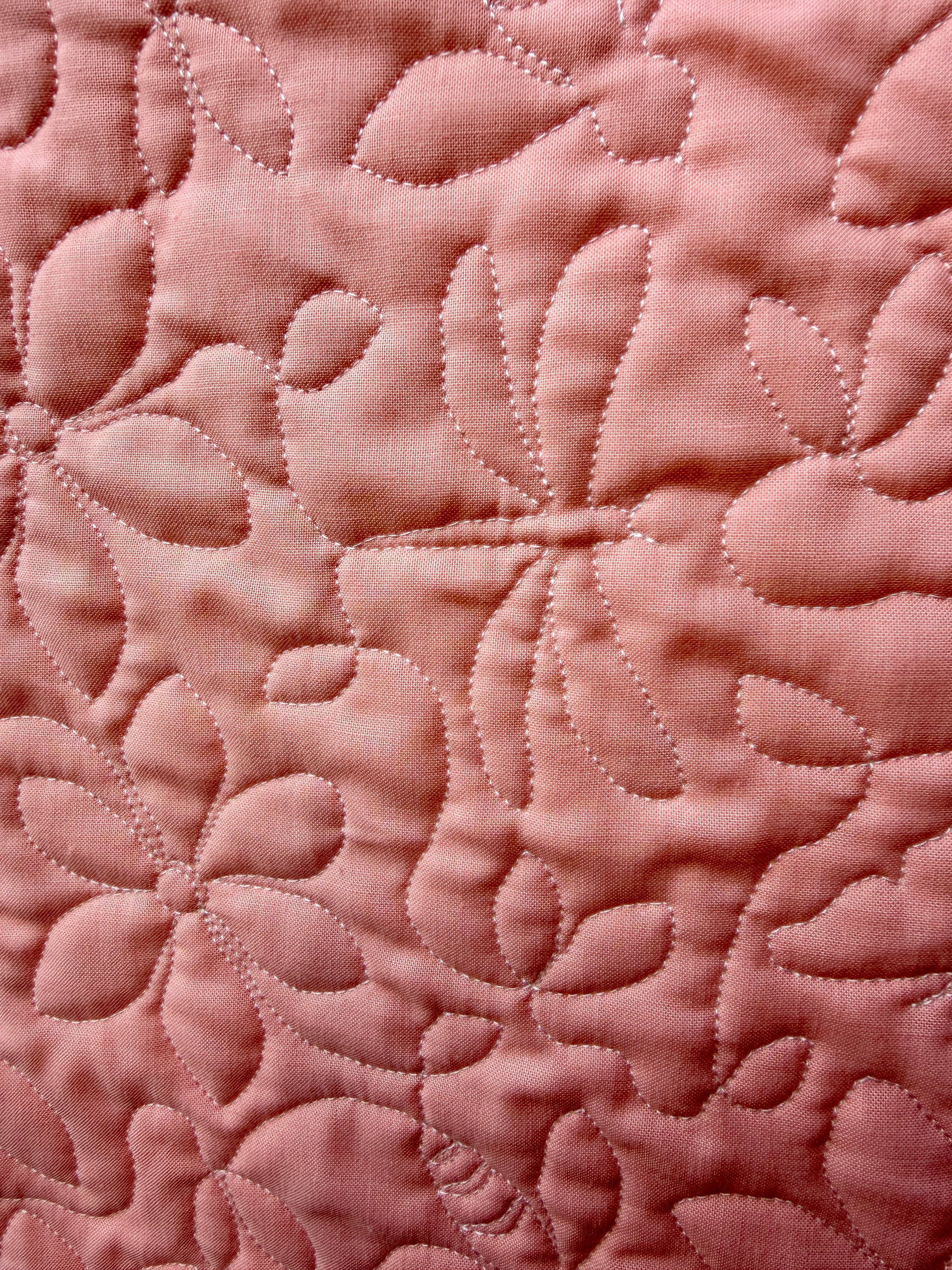 Peach Blossom Wholecloth Baby Quilt - Heirloom Handmade