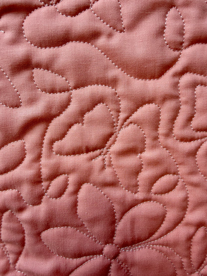 Peach Blossom Wholecloth Baby Quilt - Heirloom Handmade