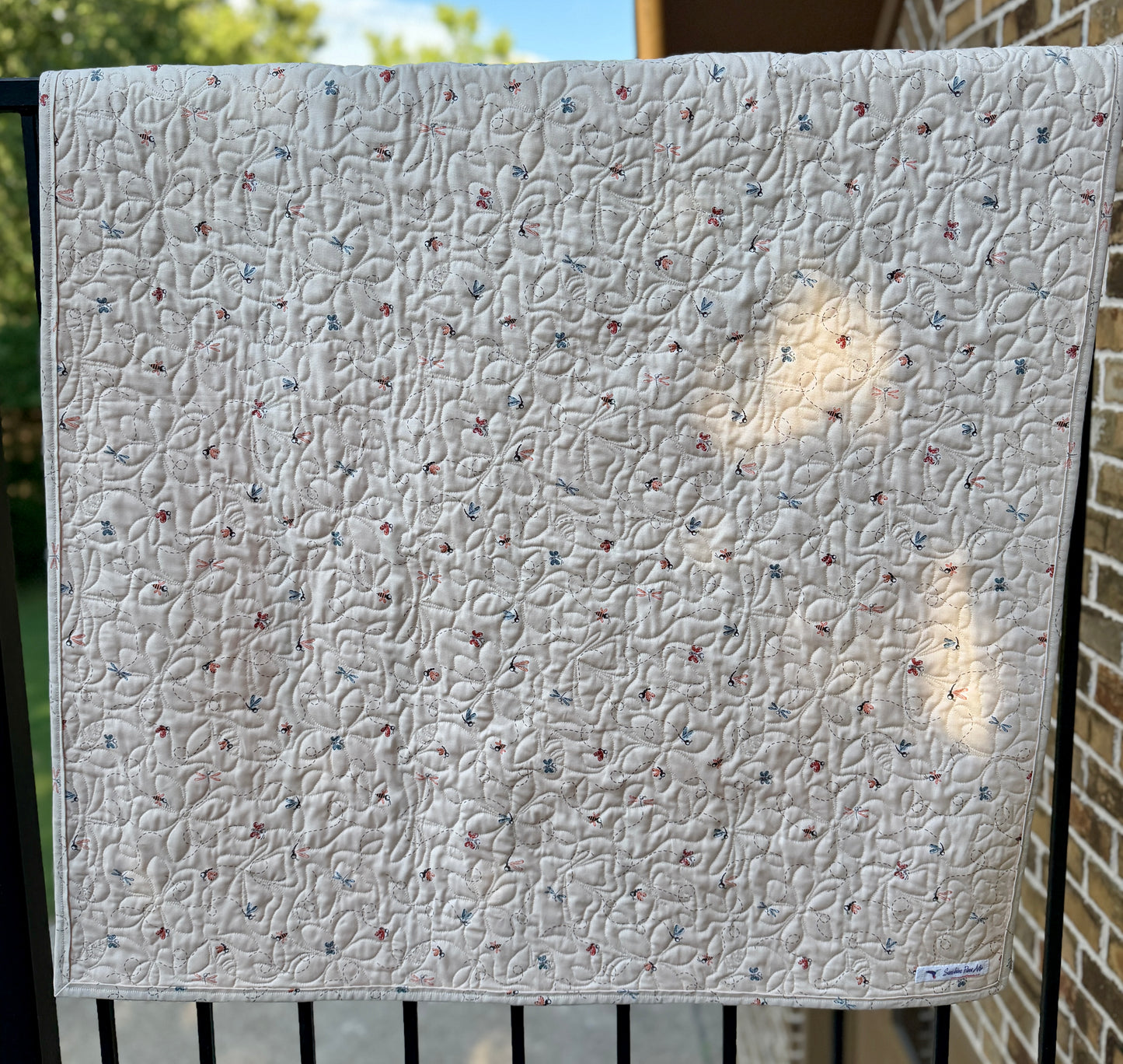 Peach Blossom Wholecloth Baby Quilt - Heirloom Handmade