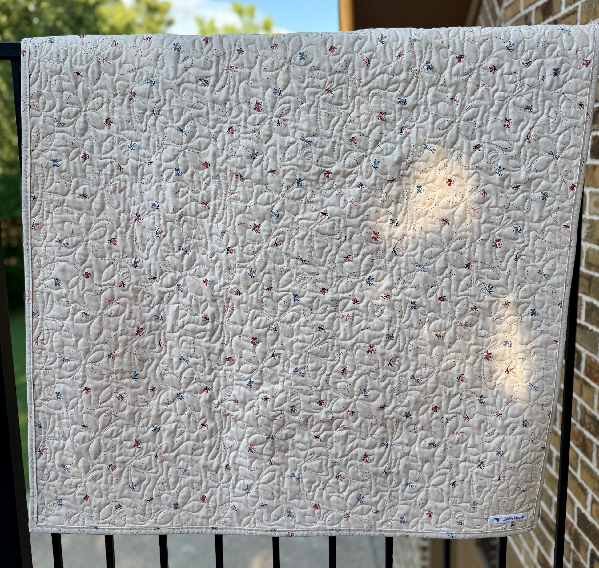 Peach Blossom Wholecloth Baby Quilt - Heirloom Handmade
