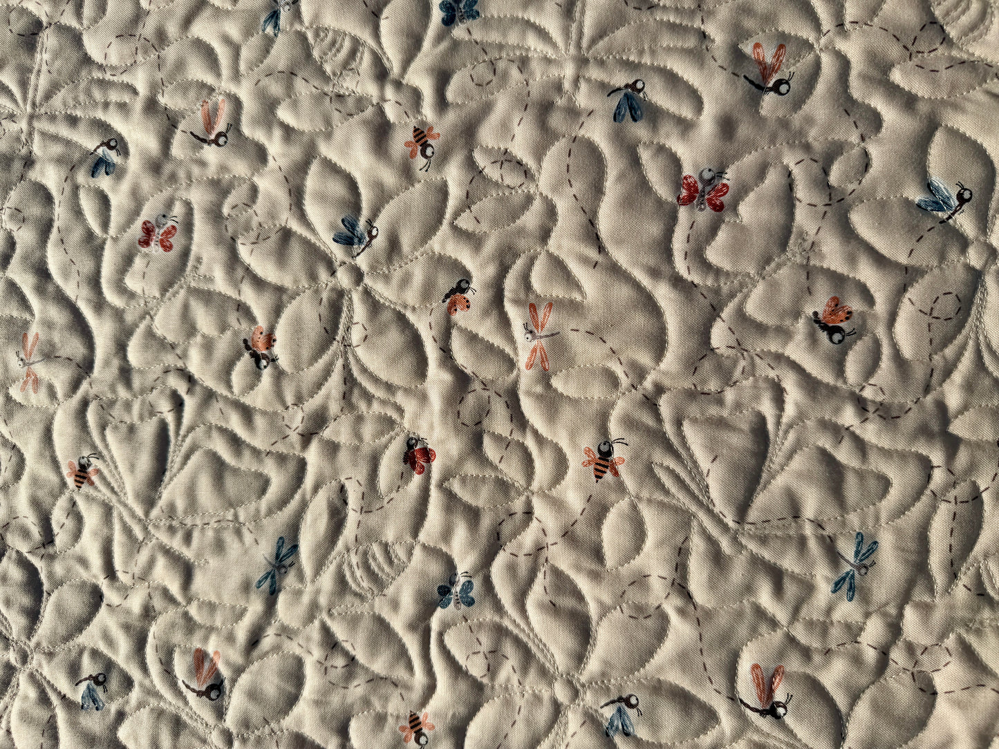 Peach Blossom Wholecloth Baby Quilt - Heirloom Handmade