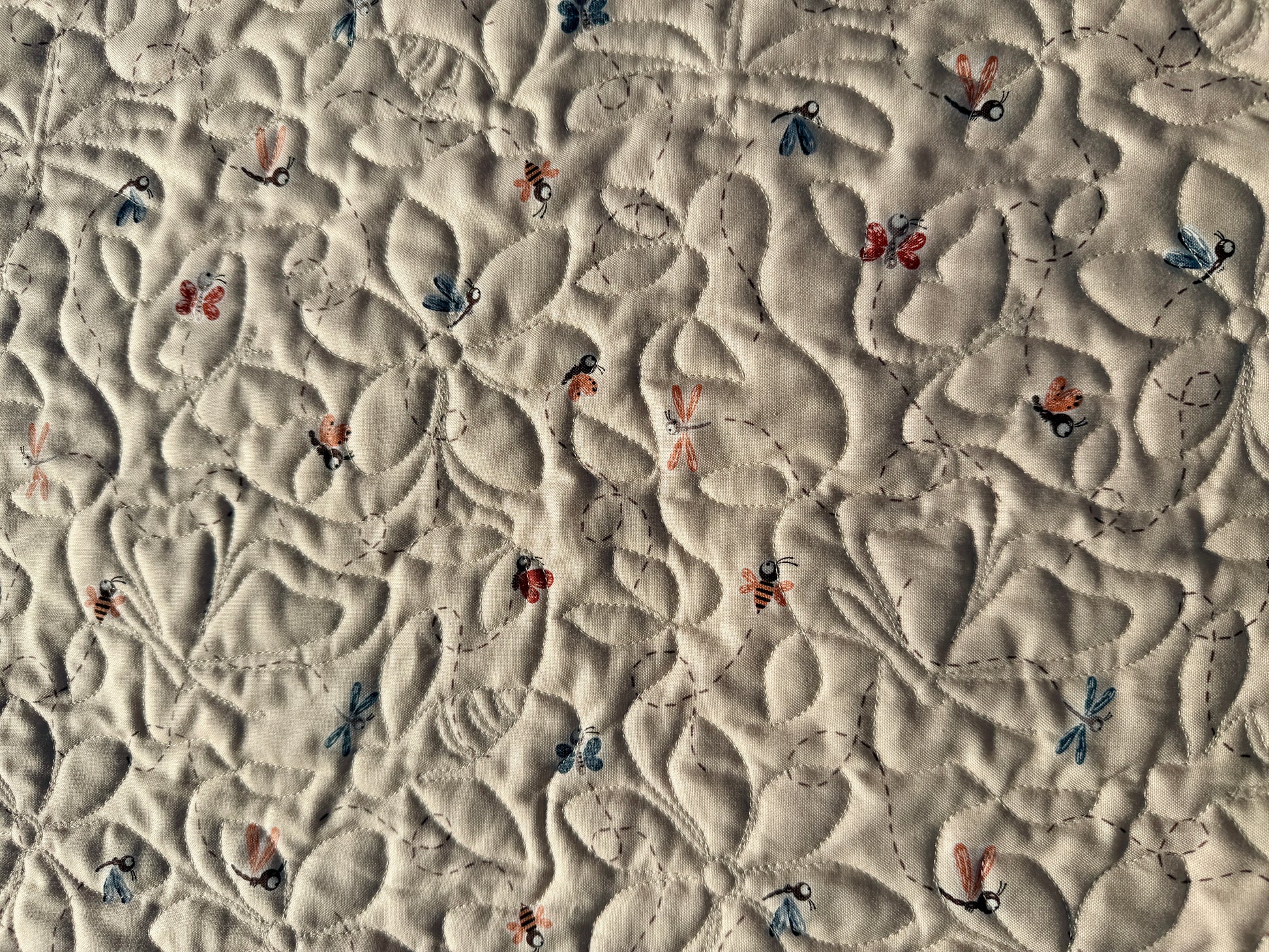 Peach Blossom Wholecloth Baby Quilt - Heirloom Handmade