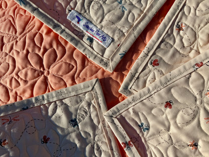 Peach Blossom Wholecloth Baby Quilt - Heirloom Handmade