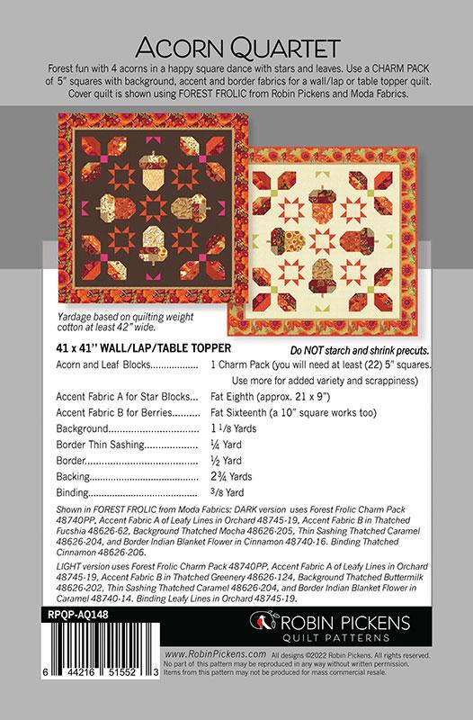 Acorn Quartet Quilt Pattern - Forest Frolic - Robin Pickens - Moda - RPQP AQ148