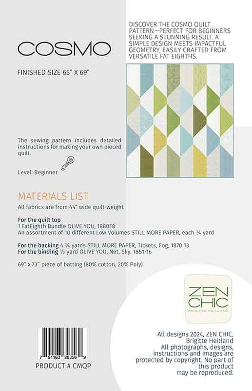 Cosmo Quilt Pattern - Zen Chic - Brigitte Heitland - Moda - ZC CMQP
