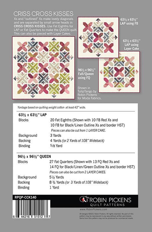 Criss Cross Kisses Quilt Pattern - Tulip Tango - Robin Pickens - Moda - RPQP CCK140