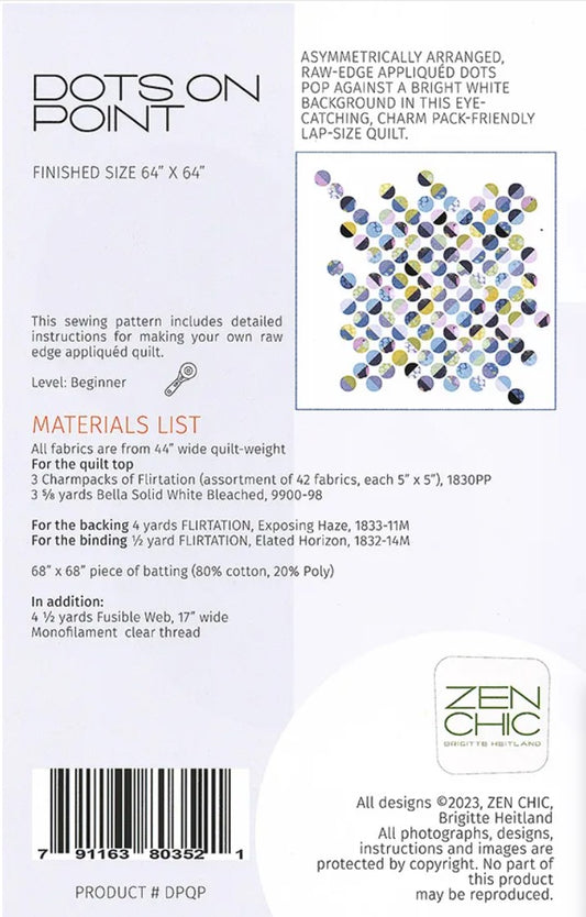 Dots on Point Quilt Pattern - Zen Chic - Brigitte Heitland - Moda - ZC DPQP