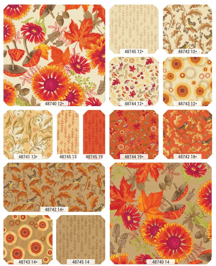Forest Frolic coordinating fabrics - warm color group