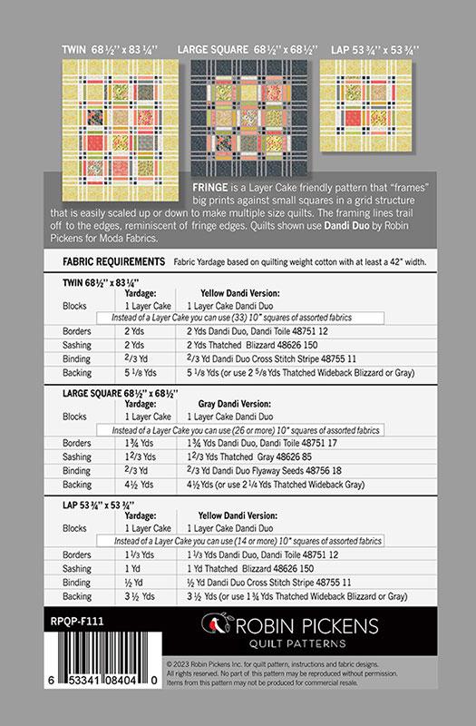 Fringe Quilt Pattern - Robin Pickens - Moda -RPQP F111