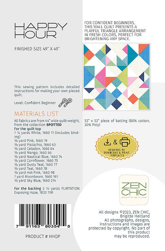 Happy Hour Quilt Pattern - Zen Chic - Brigitte Heitland - Moda - ZC HHQP