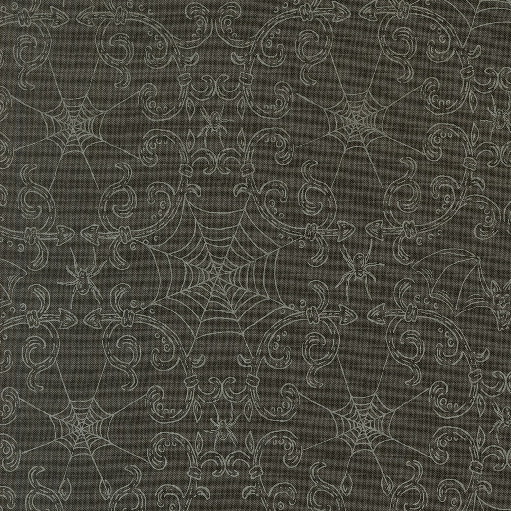 Home Sweet Haunt Charcoal spiderweb quilting fabric, Moda 20917 16