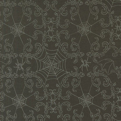 Home Sweet Haunt Charcoal spiderweb quilting fabric, Moda 20917 16