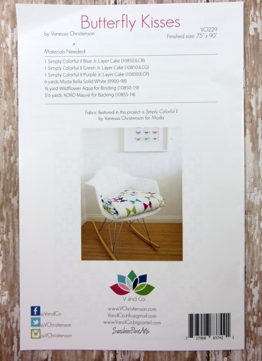 SALE!! Butterfly Kisses Quilt Pattern - Moda- V and Co. - Vanessa Christenson - VC 1229