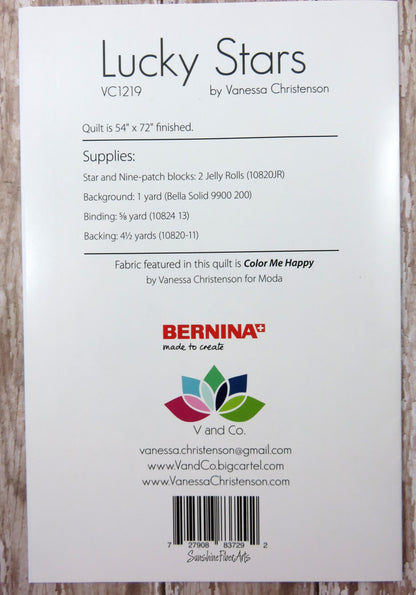 SALE!! Lucky Stars Quilt Pattern - Moda- V and Co. - Vanessa Christenson - VC 1219