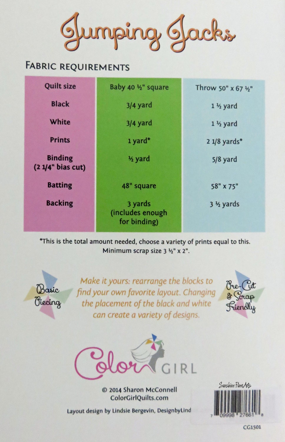 SALE!! Jumping Jacks Quilt Pattern - Color Girl Quilts - Sharon McConnell - CG1501