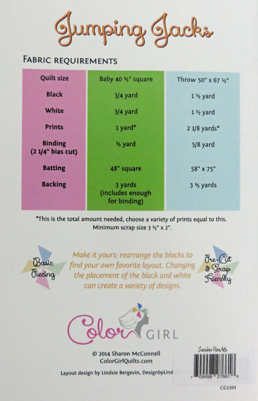 SALE!! Jumping Jacks Quilt Pattern - Color Girl Quilts - Sharon McConnell - CG1501