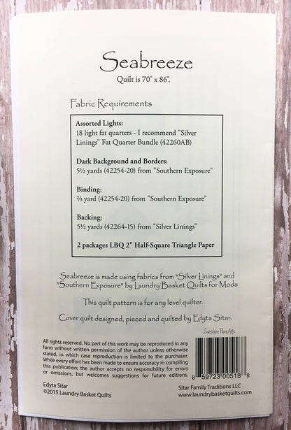 SALE!! Seabreeze Quilt Pattern - Edyta Sitar - Laundry Basket Quilts - LBQ 0518-P