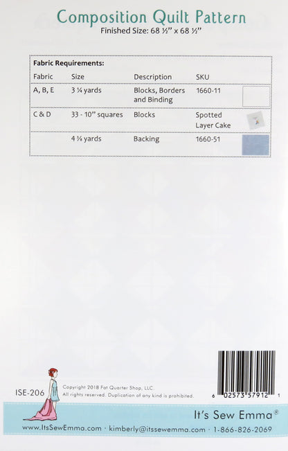 SALE!! Composition Quilt Pattern - It's Sew Emma - Sarah Price - ISE 206