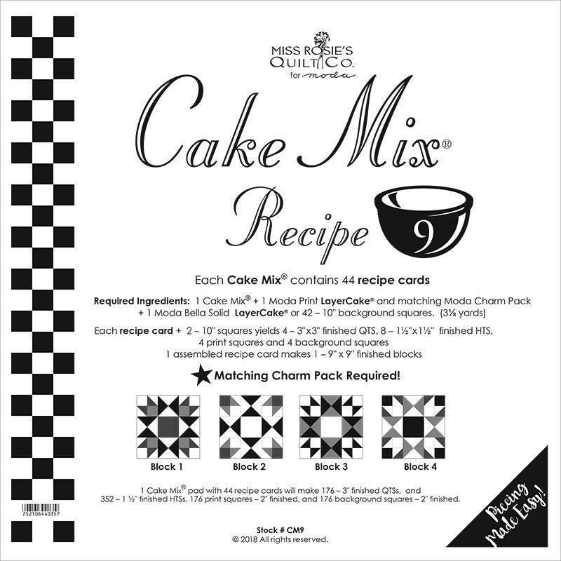 Cake Mix Recipe #9 - Quilt Pattern - Layer Cake Friendly - Miss Rosie's Quilt Company - CM9