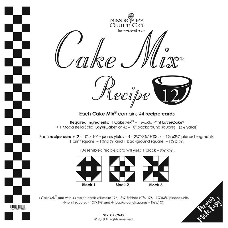 Cake Mix Recipe #12 - Quilt Pattern - Layer Cake Friendly - Miss Rosie's Quilt Company - CM12