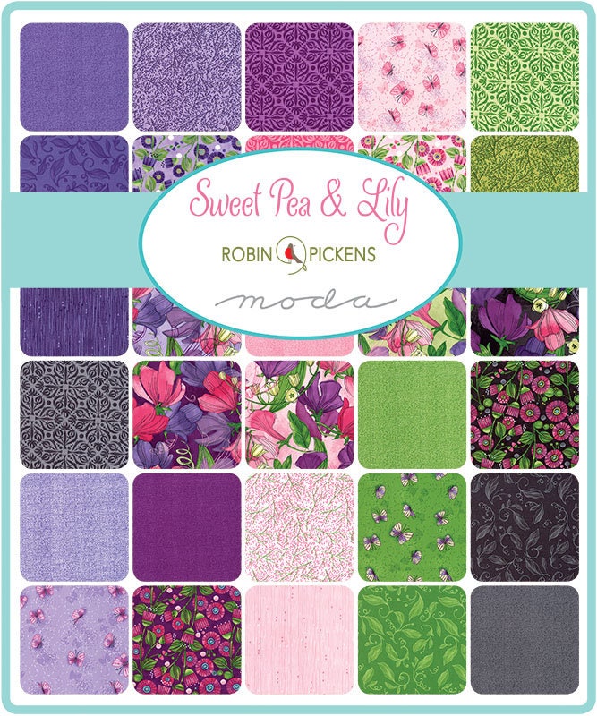 SALE!! 1/2 Yard - Sweet Pea & Lily - Fog - Robin Pickens - Moda - Fabric Yardage - 48644 22