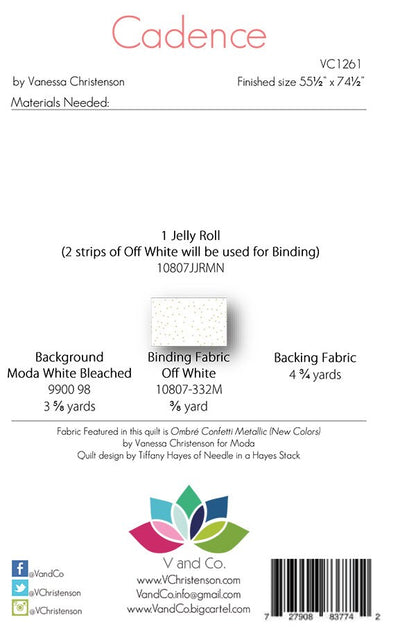 SALE!! Cadence Quilt Pattern - Moda - V and Co. - Vanessa Christenson - VC 1261