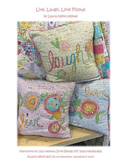 SALE!! Live, Laugh, Love Collage Pillows Pattern - Laura Heine - Fiberworks - LHFW LLL
