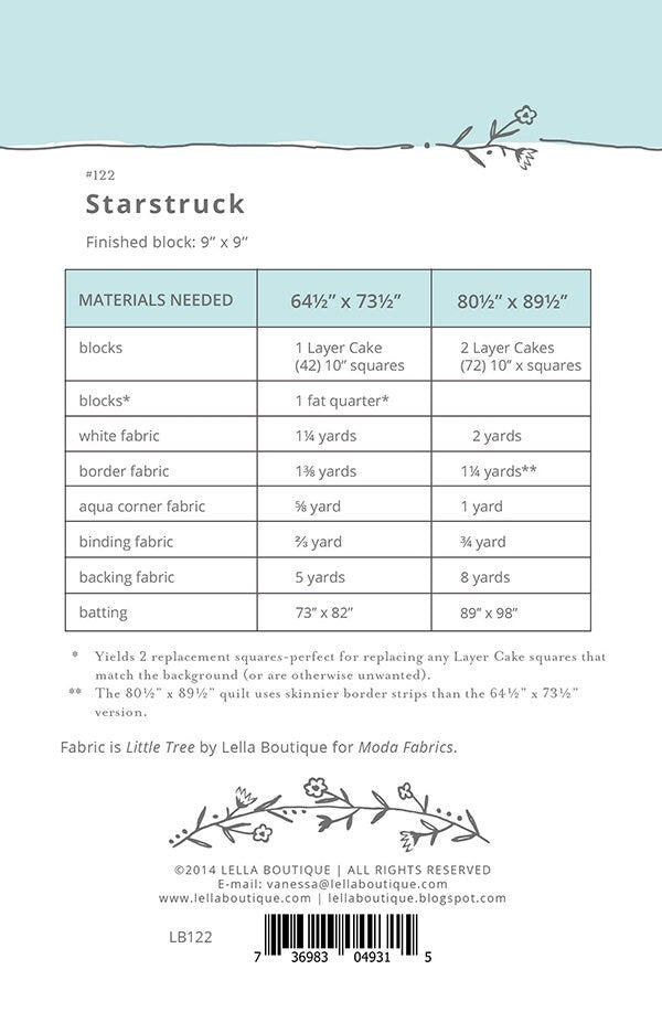 Starstruck Quilt Pattern - Little Tree - Lella Boutique - Moda - LB 122
