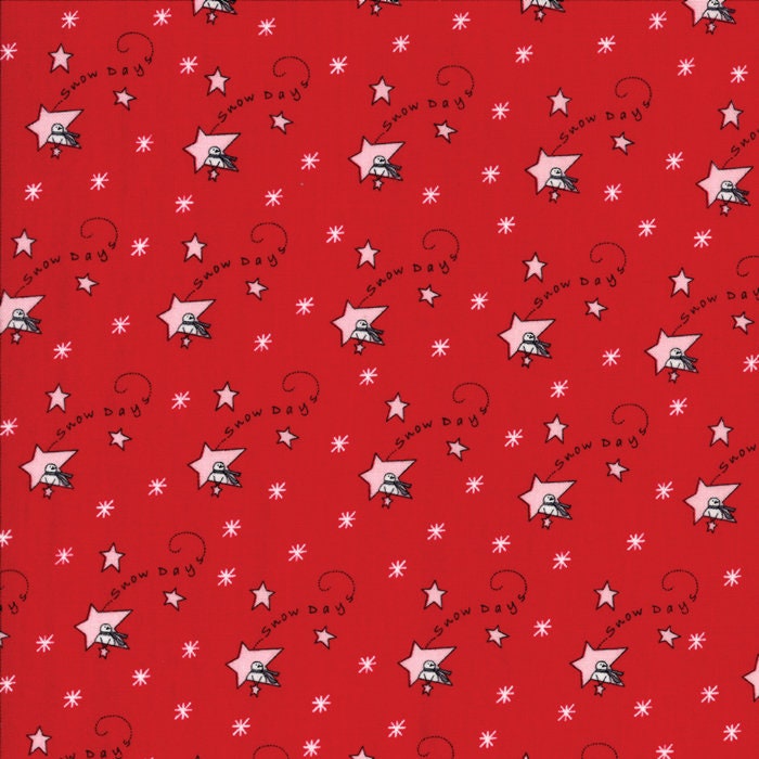 SALE!! 1/2 Yard - Merry Merry Snow Days - Red - Bunny Hill Designs - Moda - Fabric Yardage - 2940 11