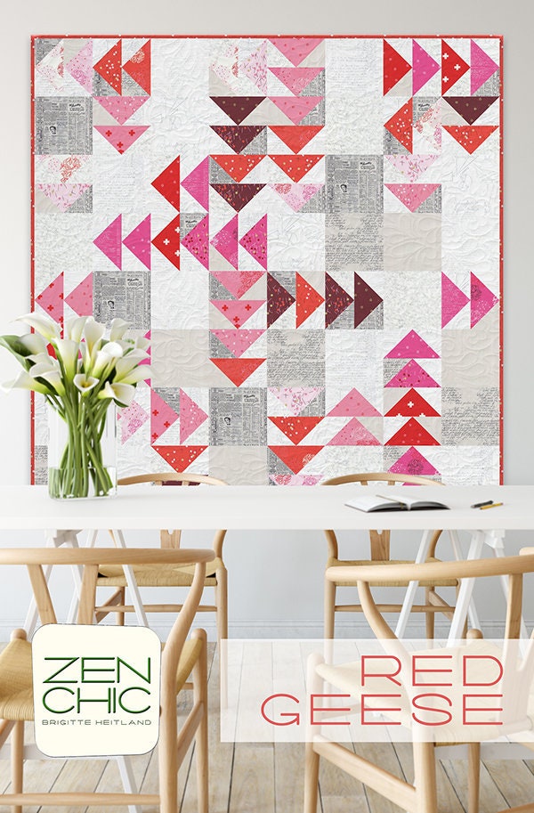 Red Geese Quilt Pattern - Zen Chic - Brigitte Heitland - Moda - Just Red - RGQP