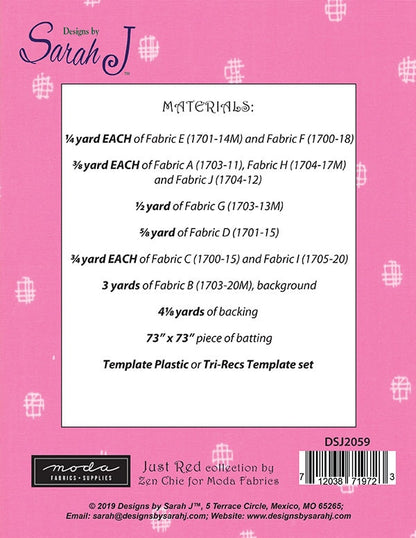 SALE!! Written in the Stars Quilt Pattern -Designs by Sarah J- Moda - Just Red - DSJ2059