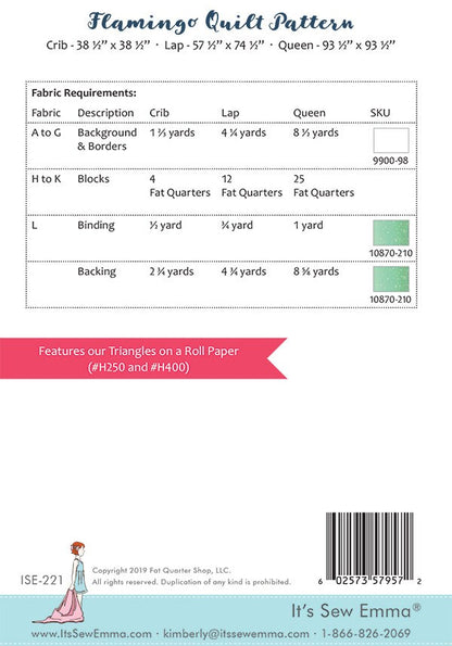 SALE!! Flamingo Quilt Pattern - Moda - It's Sew Emma - Ombre Bloom - ISE 221