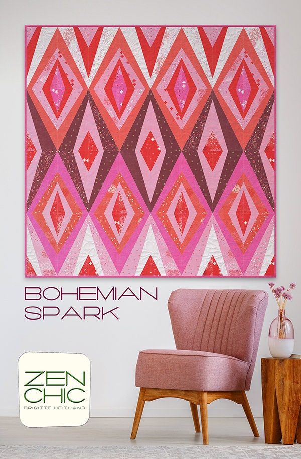 SALE!! Bohemian Spark Quilt Pattern - Zen Chic - Brigitte Heitland - Moda - Just Red - BSQP