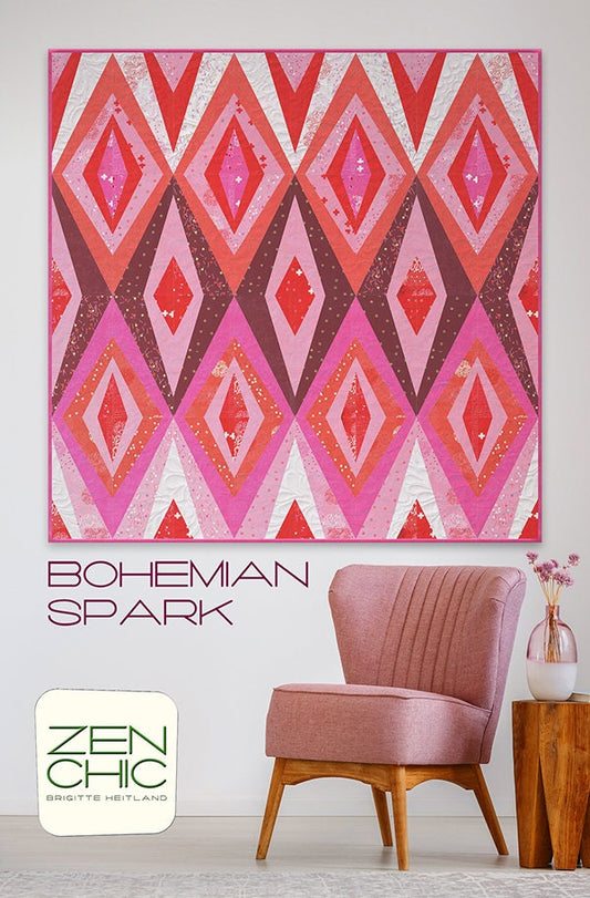 SALE!! Bohemian Spark Quilt Pattern - Zen Chic - Brigitte Heitland - Moda - Just Red - BSQP