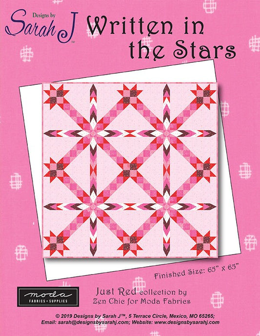 SALE!! Written in the Stars Quilt Pattern -Designs by Sarah J- Moda - Just Red - DSJ2059