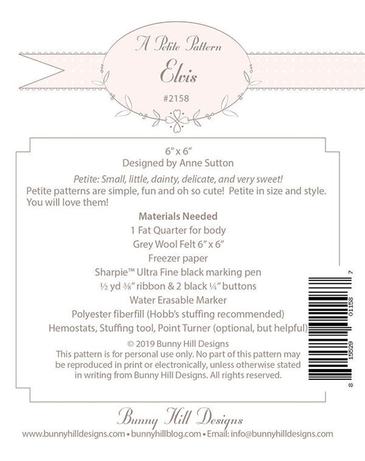 Elvis Petite Pattern - Country Christmas - Bunny Hill Designs - Moda - BHD 2158