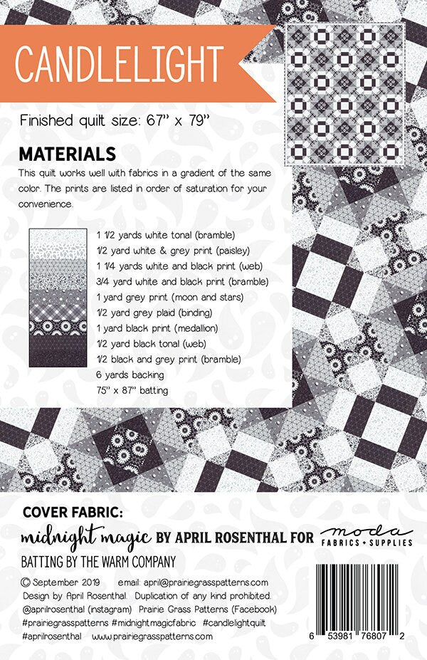 SALE!! Candlelight Quilt Pattern - Midnight Magic - April Rosenthal - Moda - 161