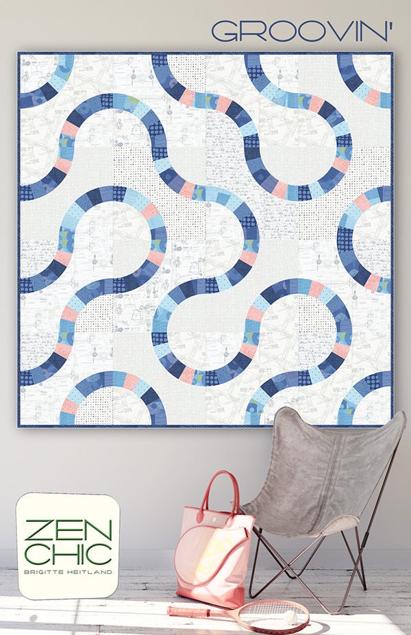 Groovin Quilt Pattern - Zen Chic - Brigitte Heitland - Moda - GRQP - Chill Collection - Intermediate