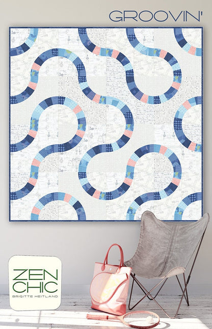 Groovin Quilt Pattern - Zen Chic - Brigitte Heitland - Moda - GRQP - Chill Collection - Intermediate