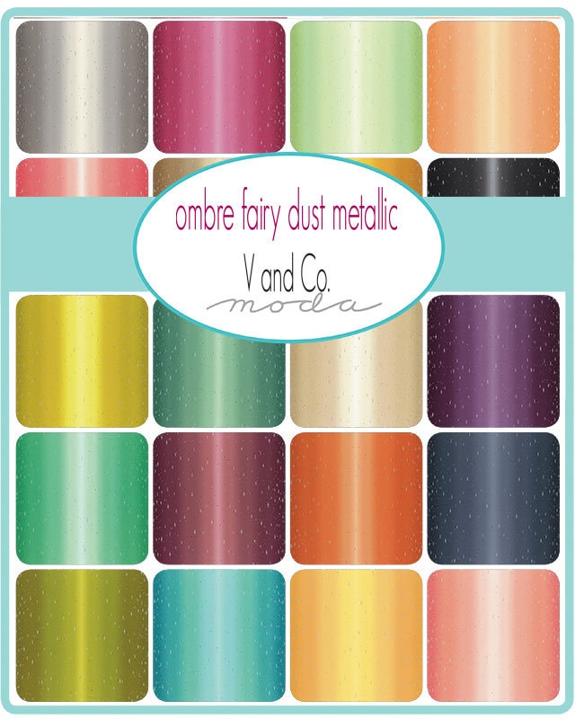 SALE!! 1/2 Yard - Ombre Fairy Dust Metallic - Avacado - V and Co - Vanessa Christenson - Moda Fabrics - 10871 52M