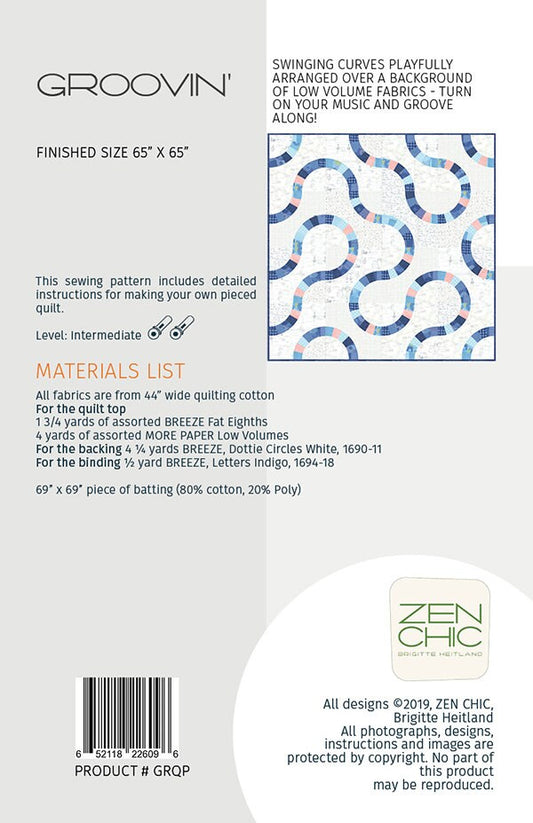Groovin Quilt Pattern - Zen Chic - Brigitte Heitland - Moda - GRQP - Chill Collection - Intermediate